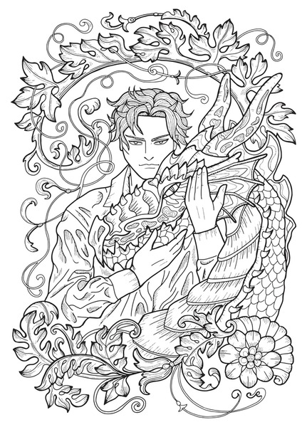 Dragon adult coloring royalty