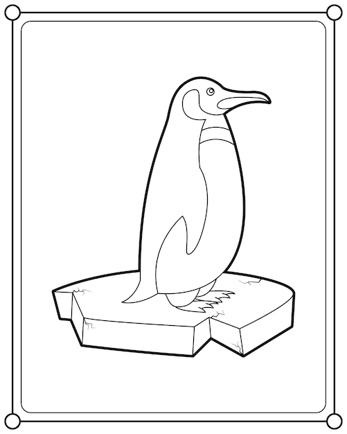 Premium vector penguin on ice suitable for childrens coloring page vector illustration