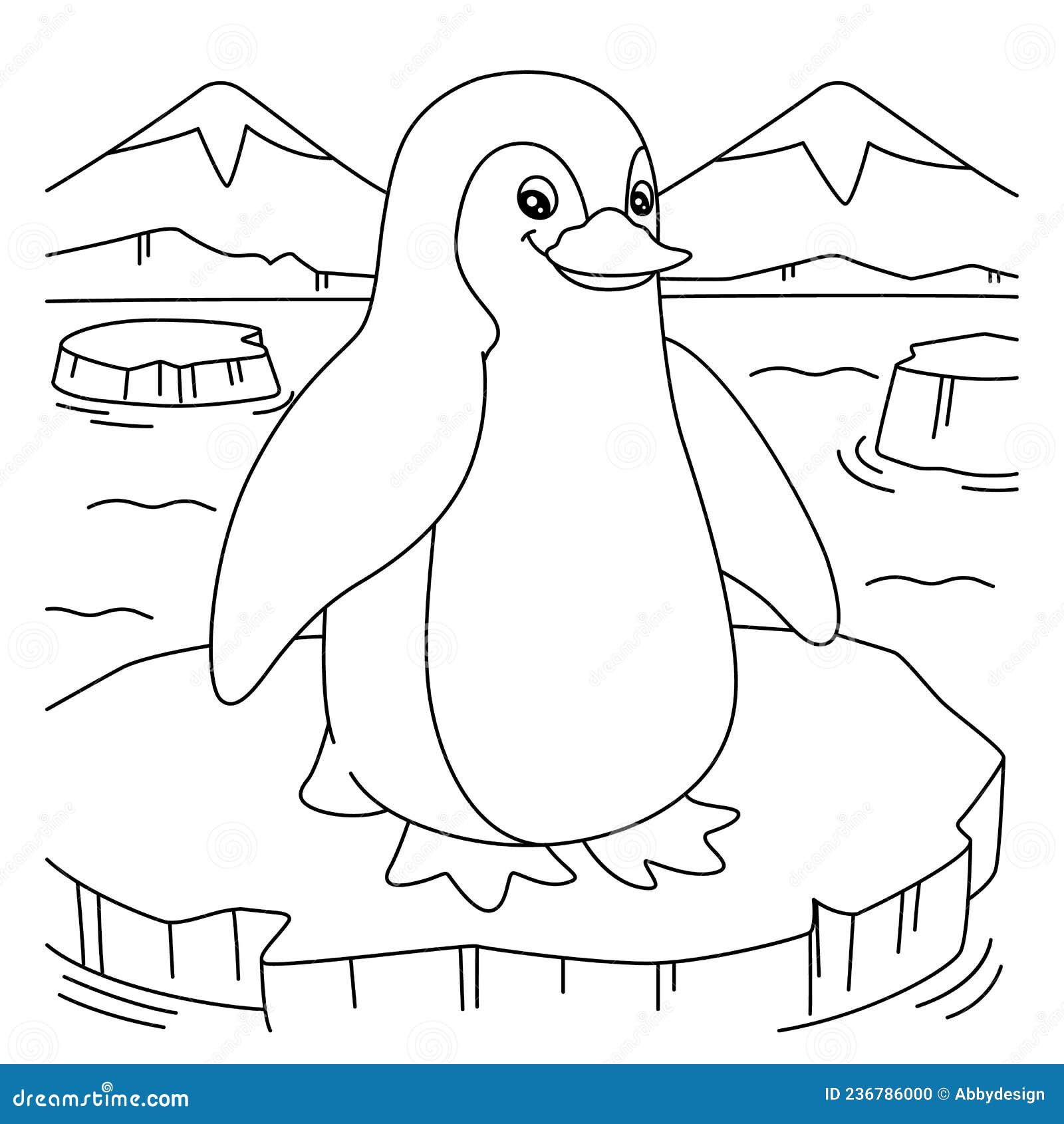 Penguin coloring page for kids stock vector