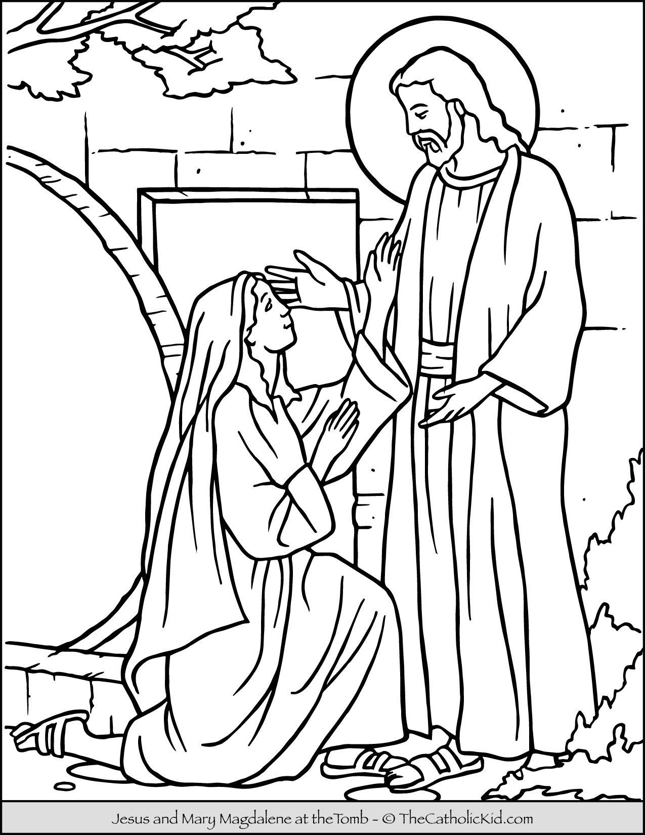 Jesus mary magdalene at the tomb coloring page