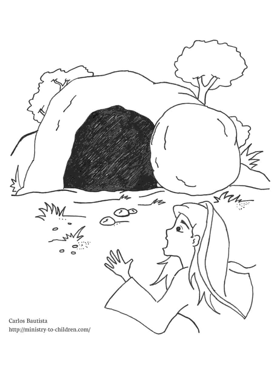 Empty tomb coloring page free kids printable