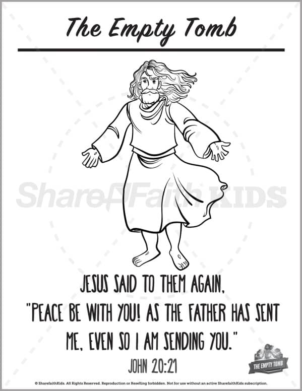 John the empty tomb preschool coloring pages â