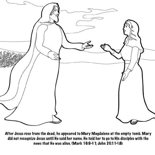 Jesus lives the road to emmaus coloring card by memory cross â