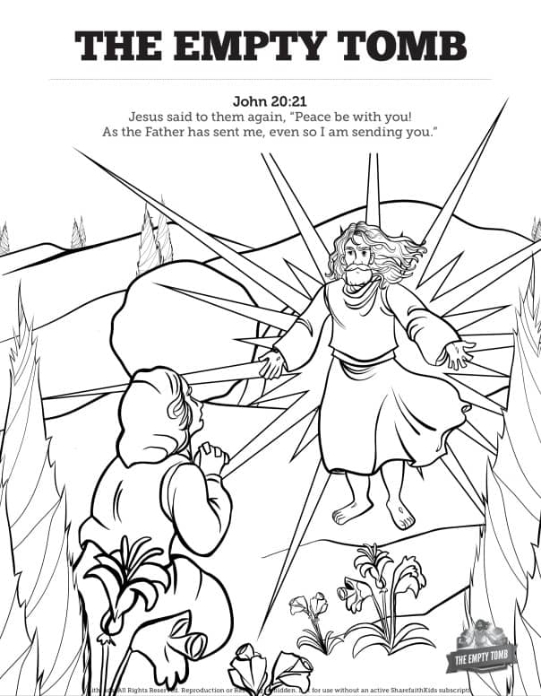 John the empty tomb sunday school coloring pages â