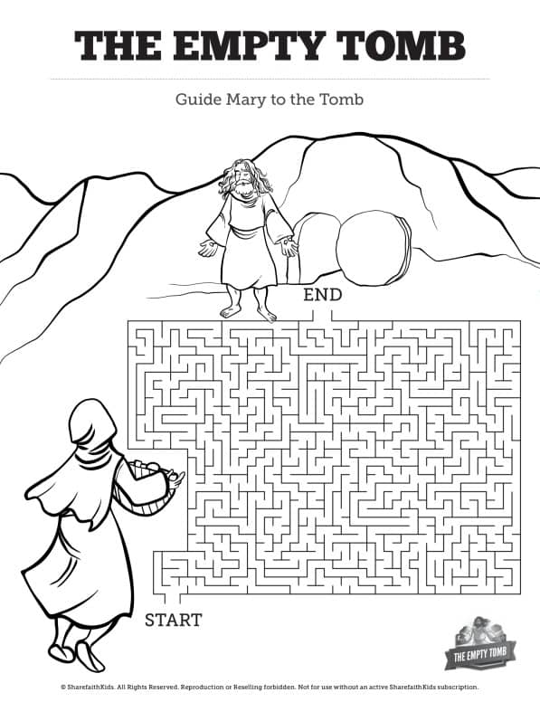 John the empty tomb sunday school coloring pages â