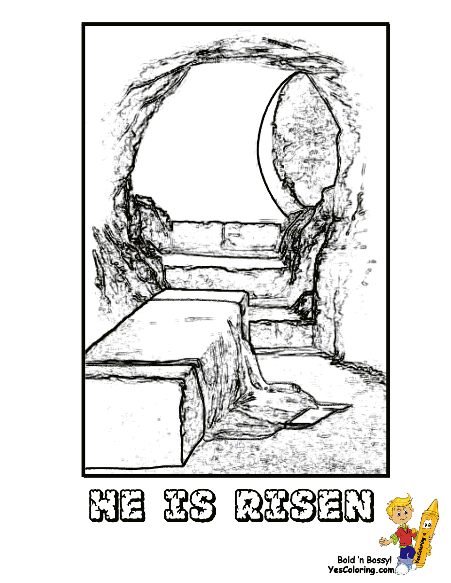 Empty tomb jesus resurrection coloring page