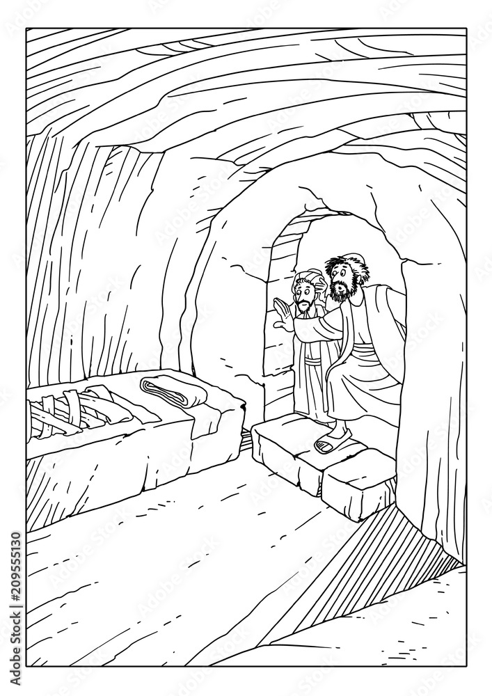 Disciples peter and john have resorted to the empty tomb illustration