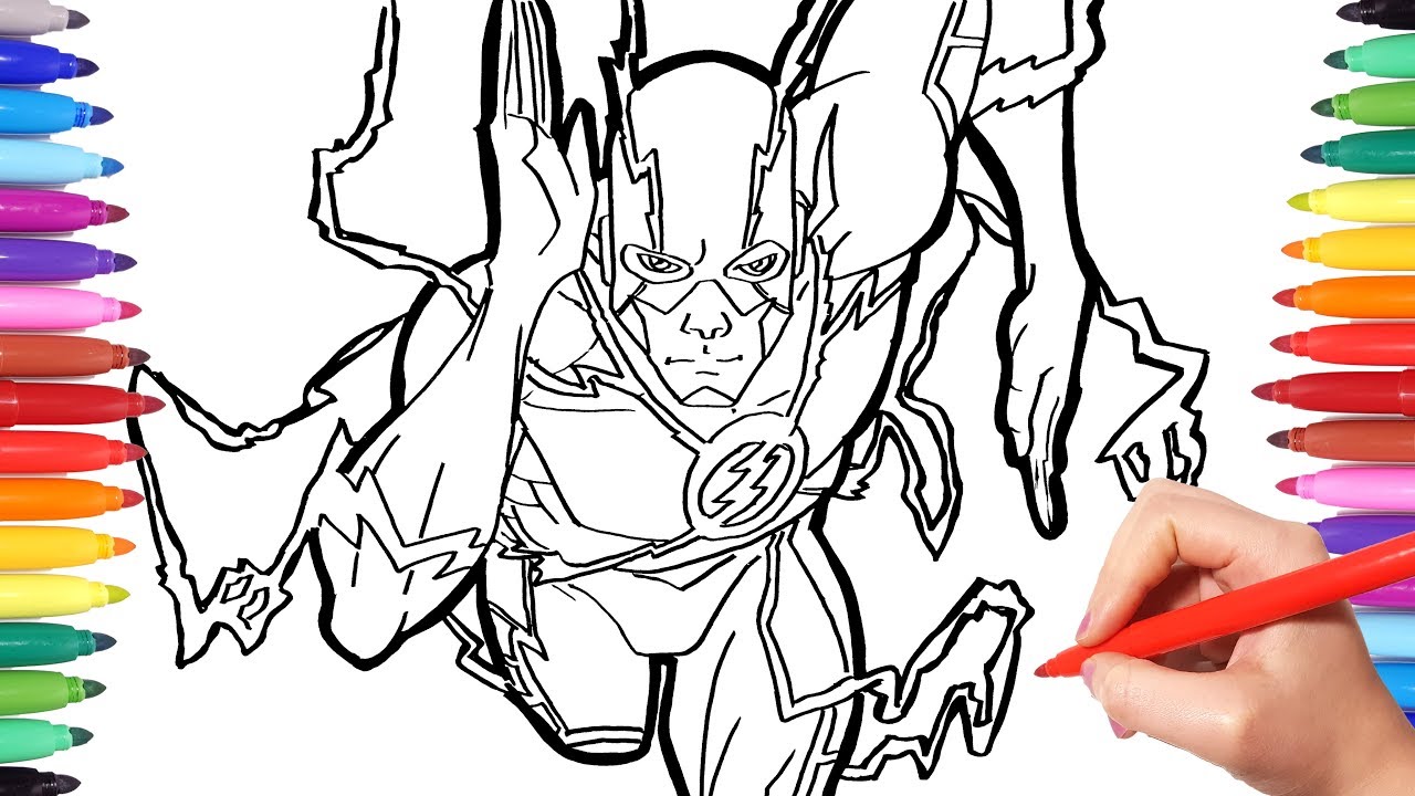 Superheroes coloring pages watch how to draw flash the flash justice league coloring book