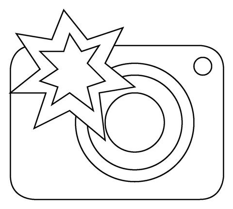 Camera with flash emoji coloring page free printable coloring pages