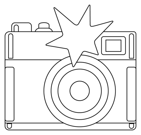 Camera with flash emoji coloring page free printable coloring pages