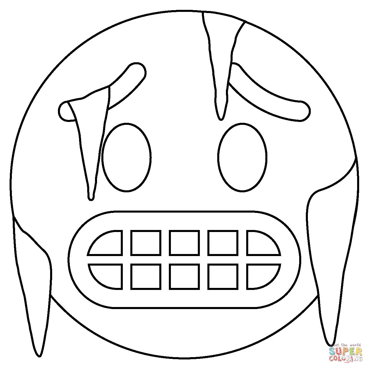 Cold face emoji coloring page free printable coloring pages