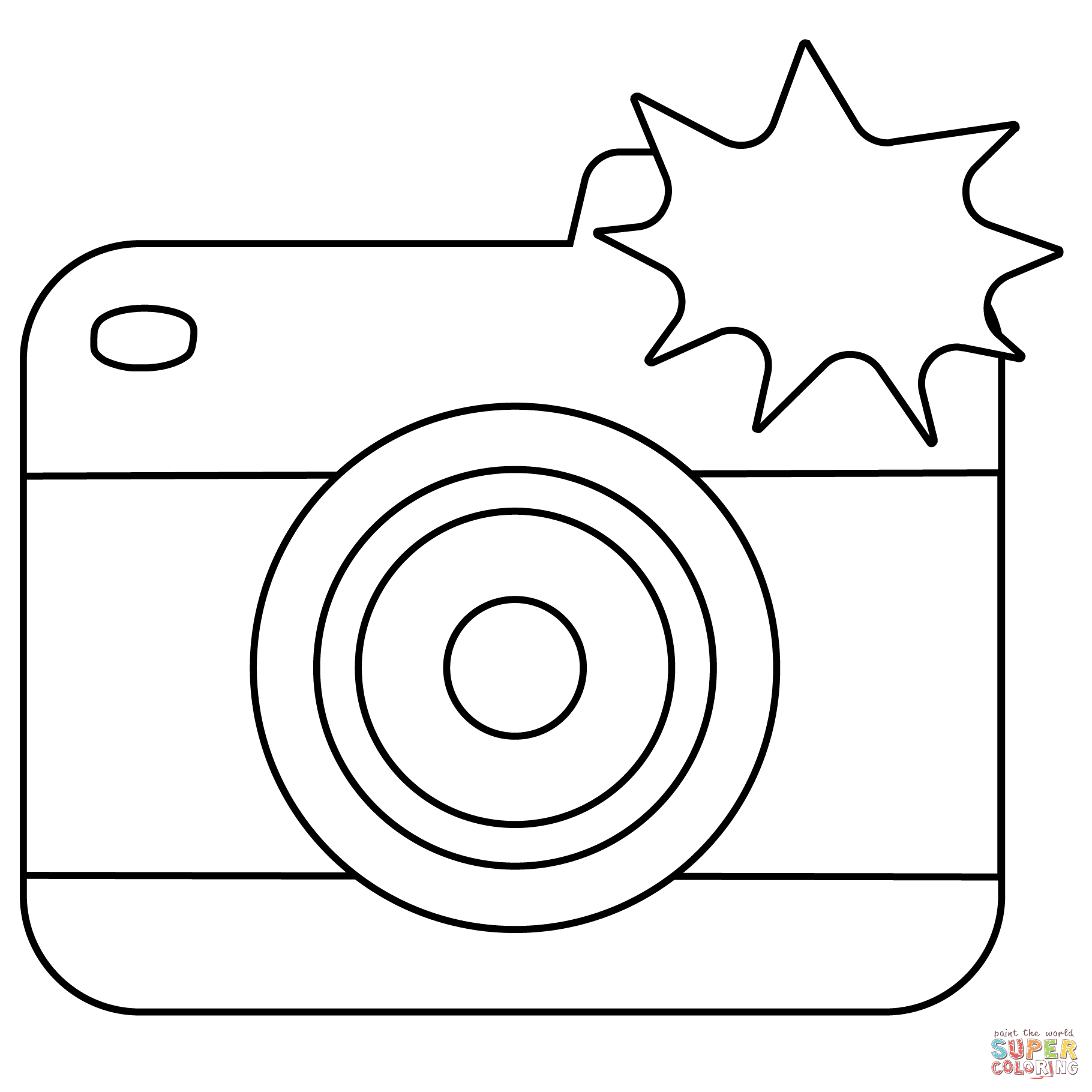 Camera with flash emoji coloring page free printable coloring pages