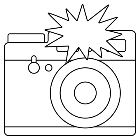 Camera with flash emoji coloring page free printable coloring pages