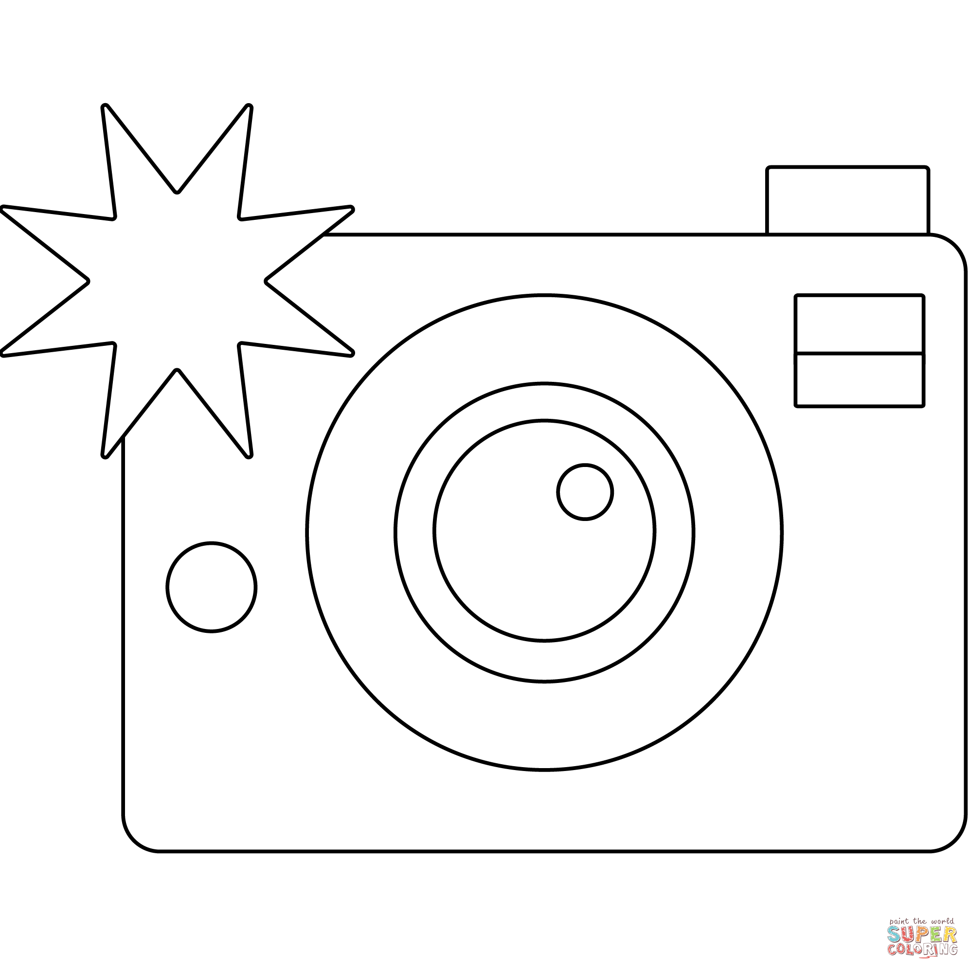 Camera with flash emoji coloring page free printable coloring pages