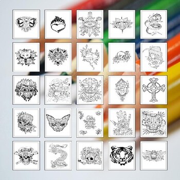 Design your own tattoo with our printable coloring sheets collection pages