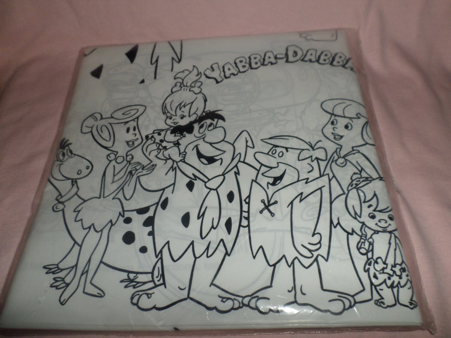 Vintage the flintstones coloring mat reusable wipes clean u color m fred wilma barney betty pebbles bam bam dino slate nip sq feet