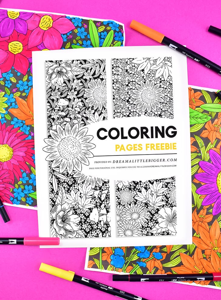 Free jumbo floral coloring pages â dream a little bigger