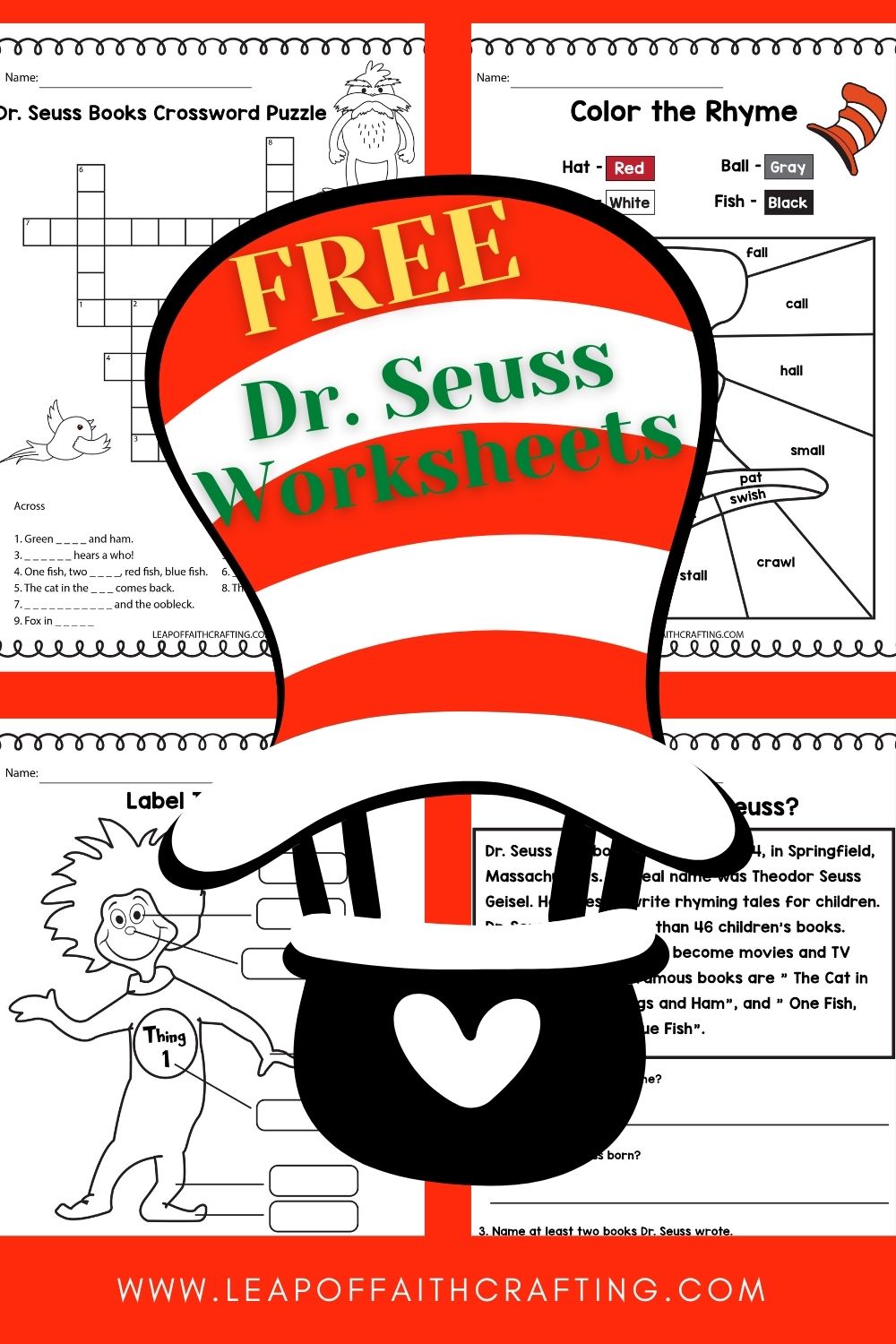 Free dr seuss worksheets and printables for kids