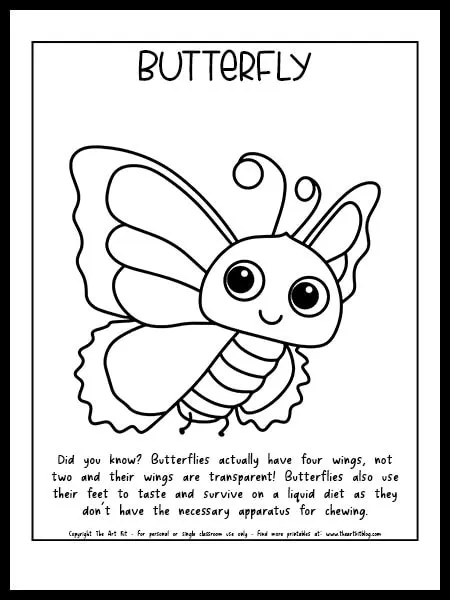 Baby butterfly coloring page free printable â the art kit