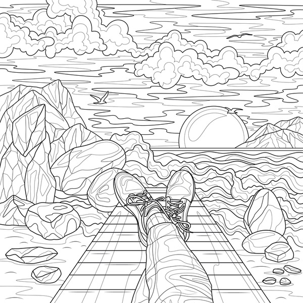 Thousand coloring pages landscape royalty