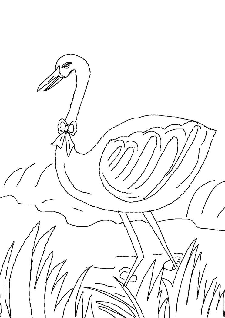 Fox and crane story colouring pages