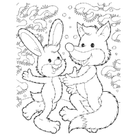 Fox and bunny coloring pages