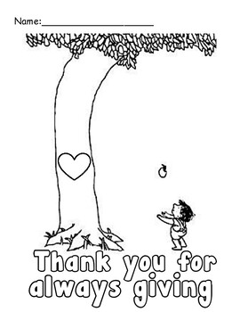 The giving tree worksheet tpt