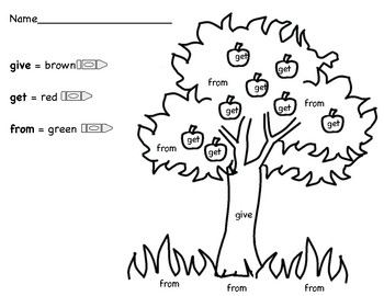 The giving tree color by sight word by iona mukherjee tpt