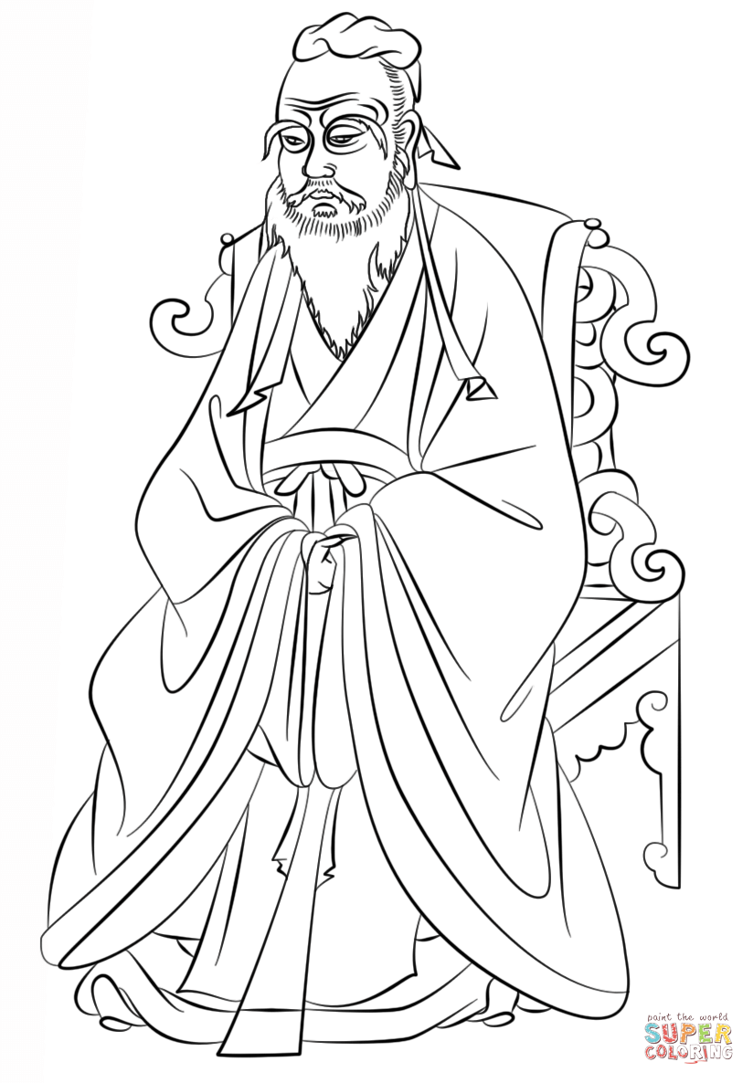 Confucius kongzi coloring page free printable coloring pages