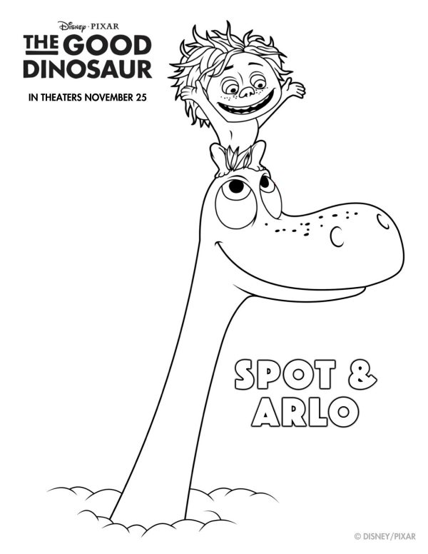 Disney the good dinosaur free printable spot arlo coloring page