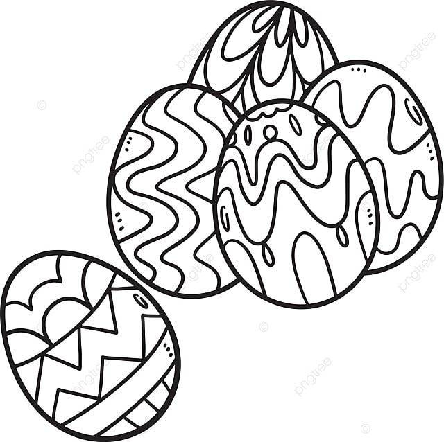 Coloring page for kids five isolated easter eggs vector colour prayer happy png and vector with transparent background for free download