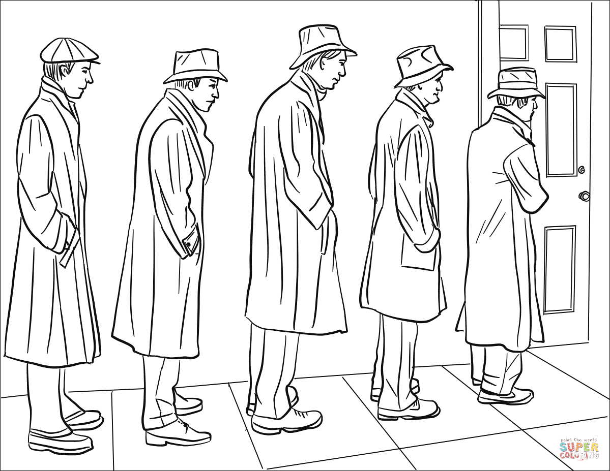 Great depression breadline coloring page free printable coloring pages