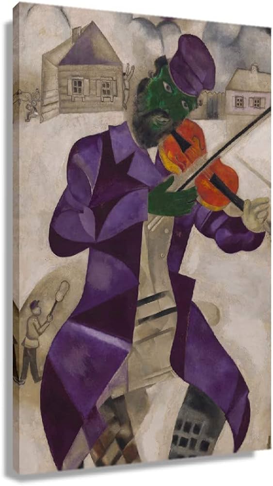 Marc chagall green violinist poster on the wall paintings modern farmhouse decor for bedroom vertical art canvas prints photo picture gifts painting artwork giclee on canvas bathroom decorations xcmxinchunframed everything