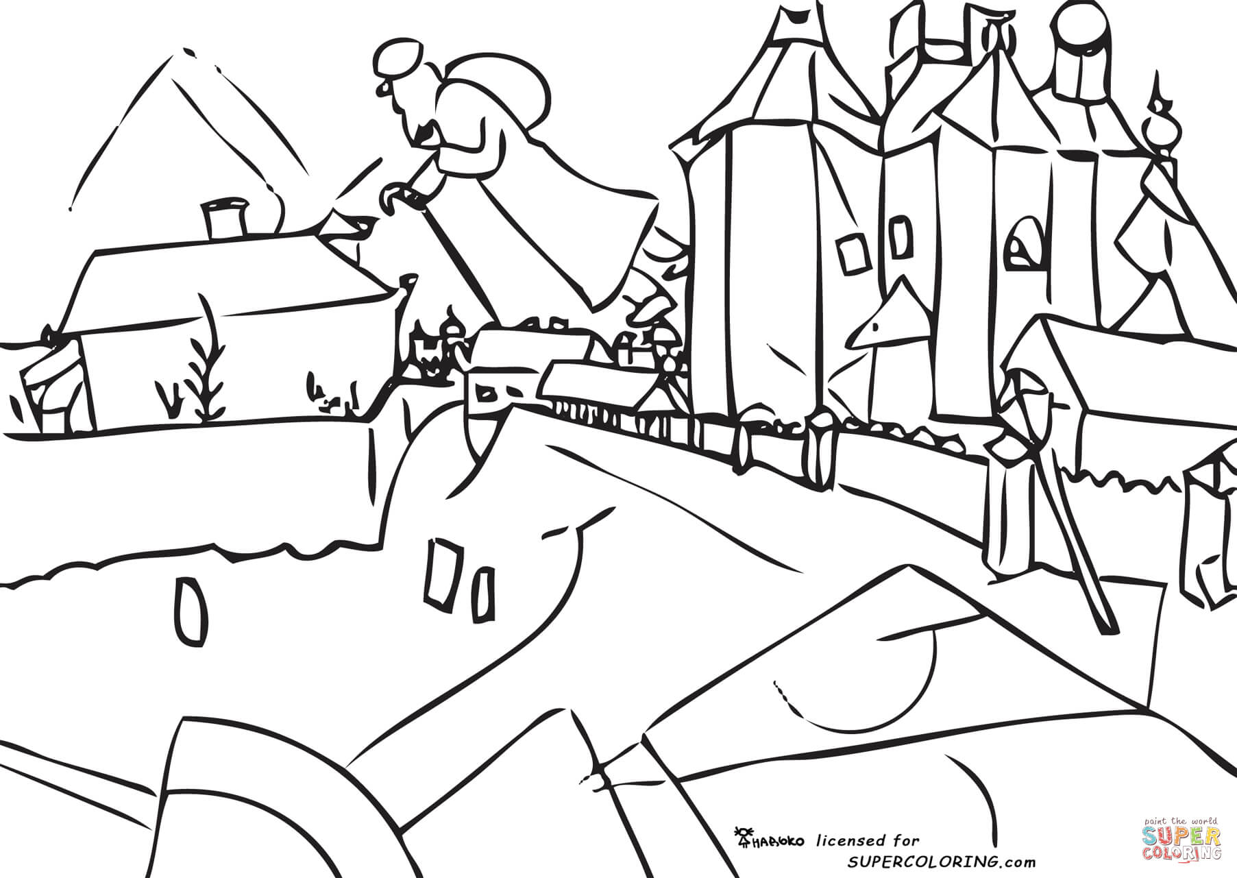 Over vitebsk by marc chagall coloring page free printable coloring pages