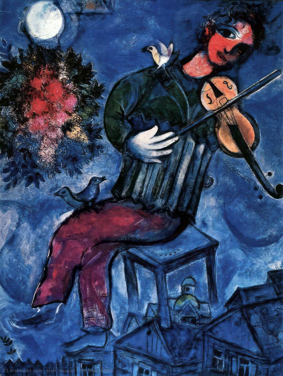 Art reproductions the blue fiddler by marc chagall inspired by