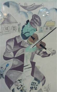 Vintage marc chagall lithograph green violinist