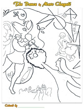 Marc chagall coloring pages portrait by smart kids worksheets tpt