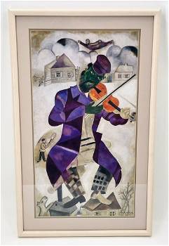 Green violinist print after marc chagall auction