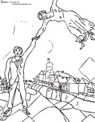 The green violinist by marc chagall coloring page free printable coloring pages