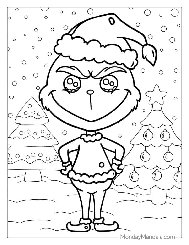 Grinch coloring pages free pdf printables