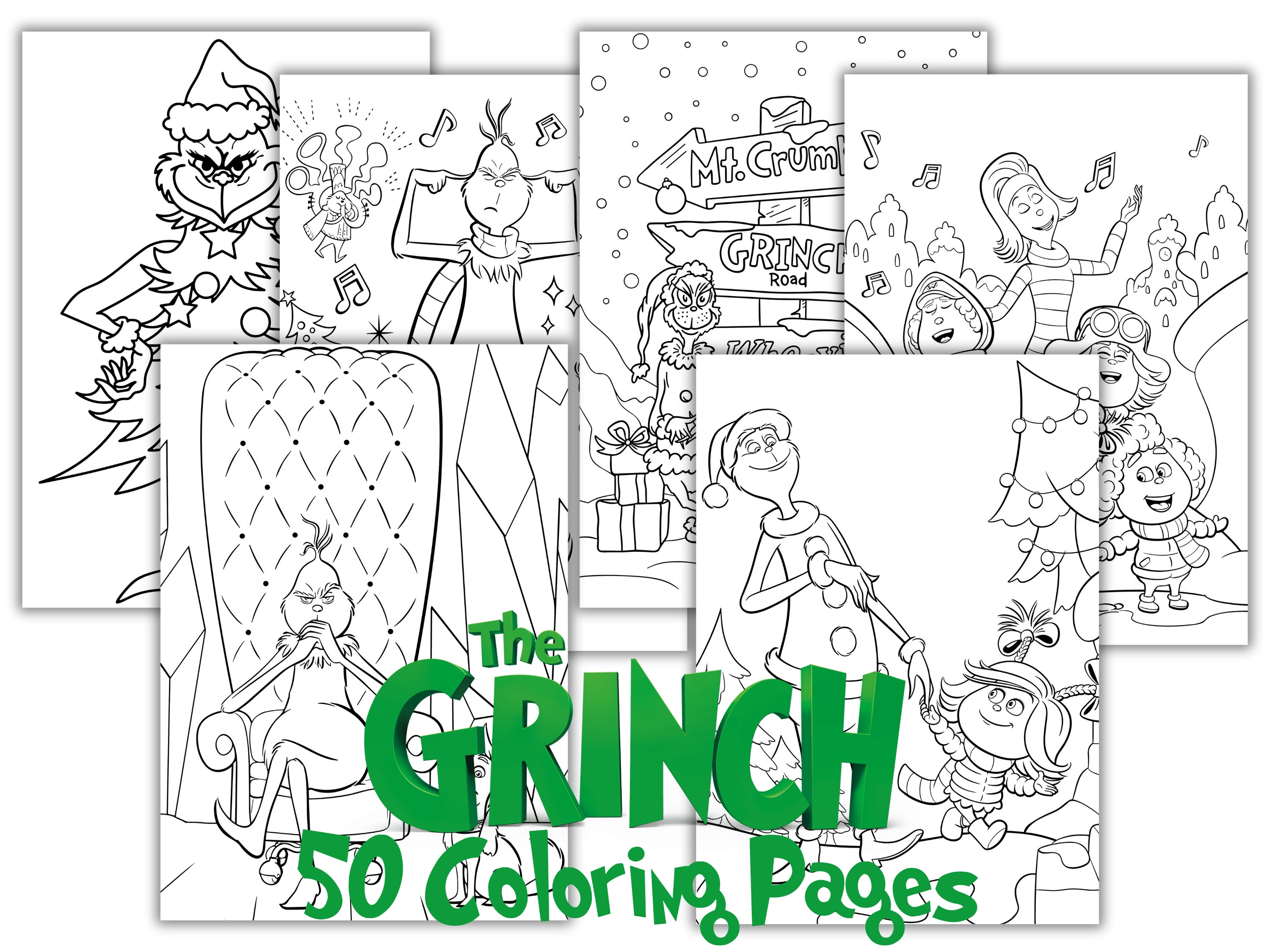 Grinch coloring pages grinch cartoon cliparts coloring book grinch kids printables coloring pages grinch sublimation christmas coloring