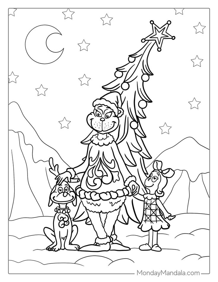 Grinch coloring pages free pdf printables grinch coloring pages christmas coloring sheets christmas tree coloring page