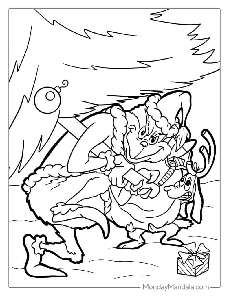 Grinch coloring pages free pdf printables