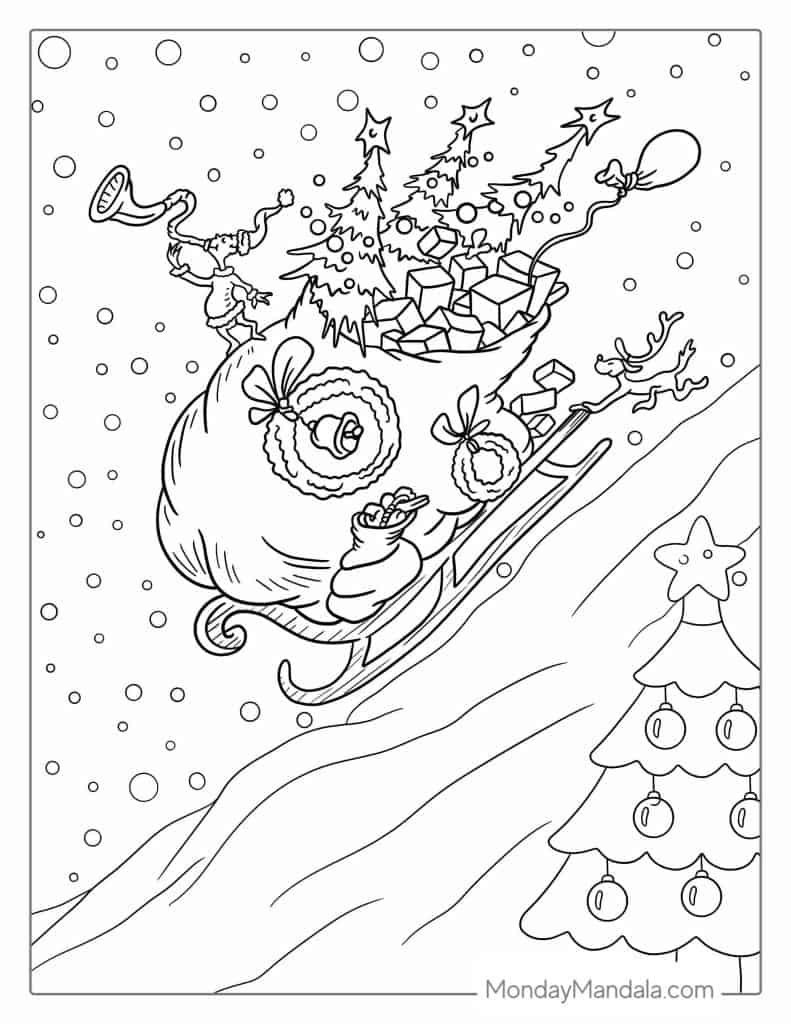 Grinch coloring pages free pdf printables