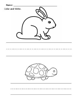 Hare and tortoise coloring and tracing letter activity by refine montessori