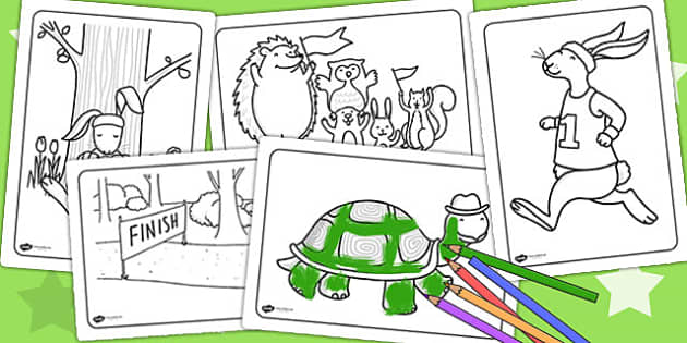 The tortoise and the hare coloring sheets teacher