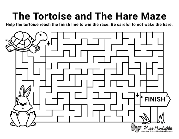 Free printable the tortoise and the hare maze