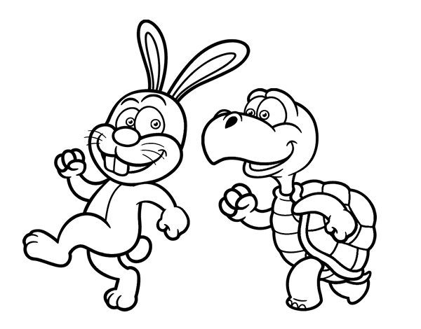 The hare and the tortoise coloring page