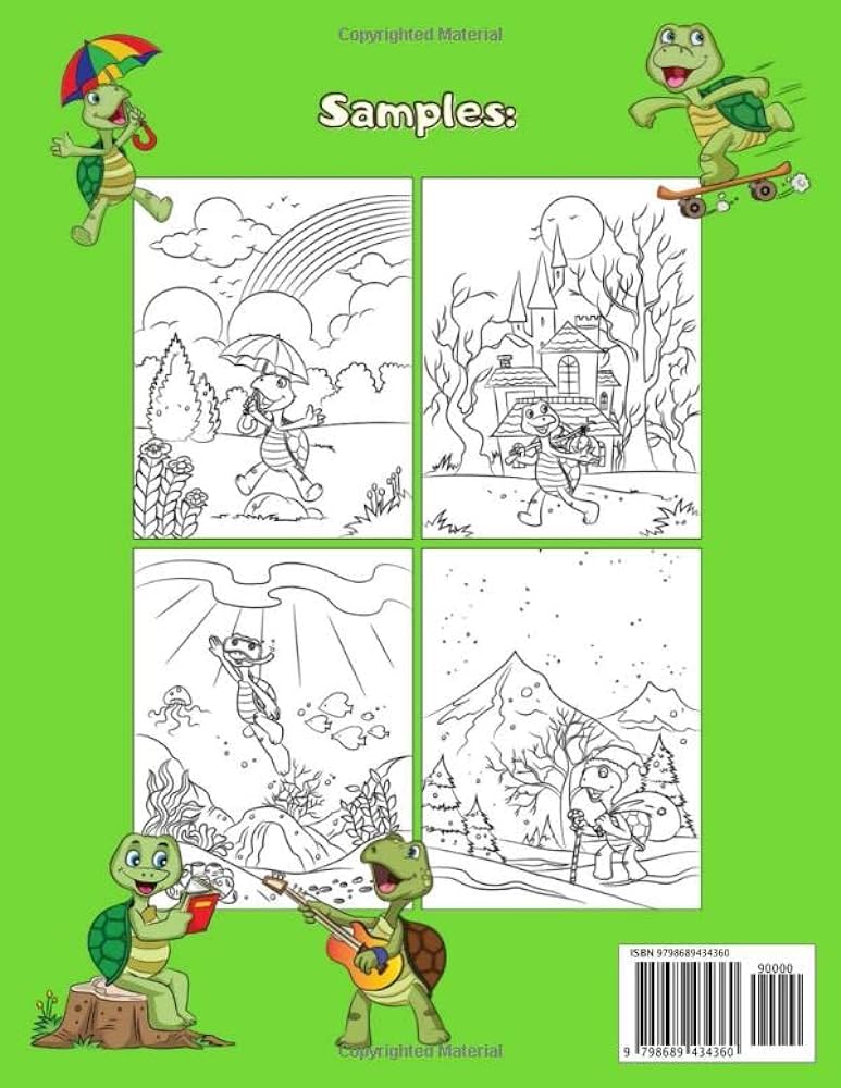 Tortoise coloring book cute land turtle colouring book for kids