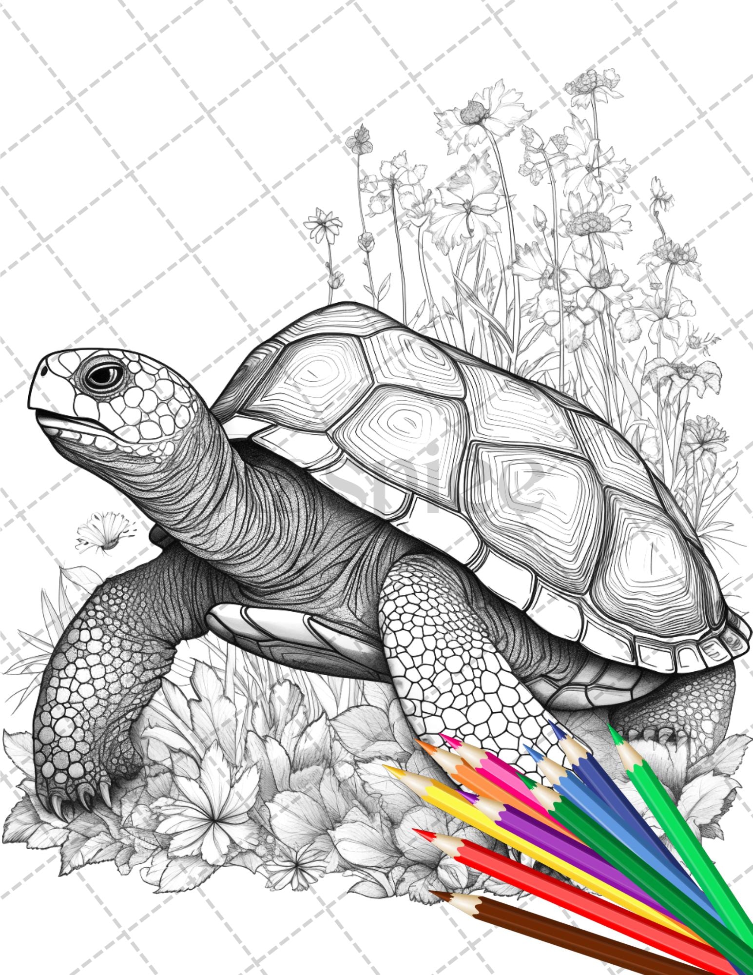 Animal floral printable coloring pages for adults grayscale colori â coloring